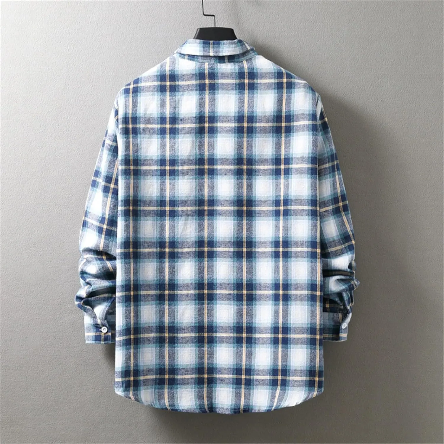 Men's Fleece Lined Flannel Shirt Jacket Sleeve Shirt Tops Men's Cardigan Men Plus Size Big&Tall Mens Coat with Hood