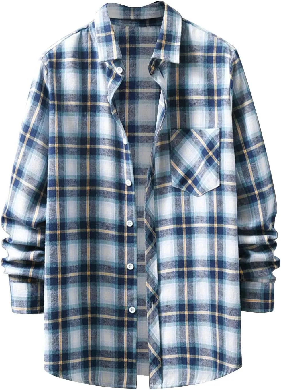 Men's Fleece Lined Flannel Shirt Jacket Sleeve Shirt Tops Men's Cardigan Men Plus Size Big&Tall Mens Coat with Hood