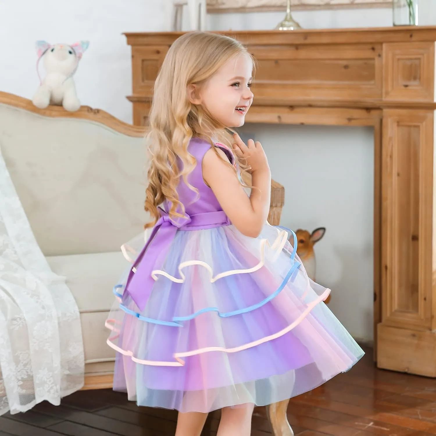 NNJXD Flower Girl Dress Kids Ruffles Lace Party Wedding Dresses