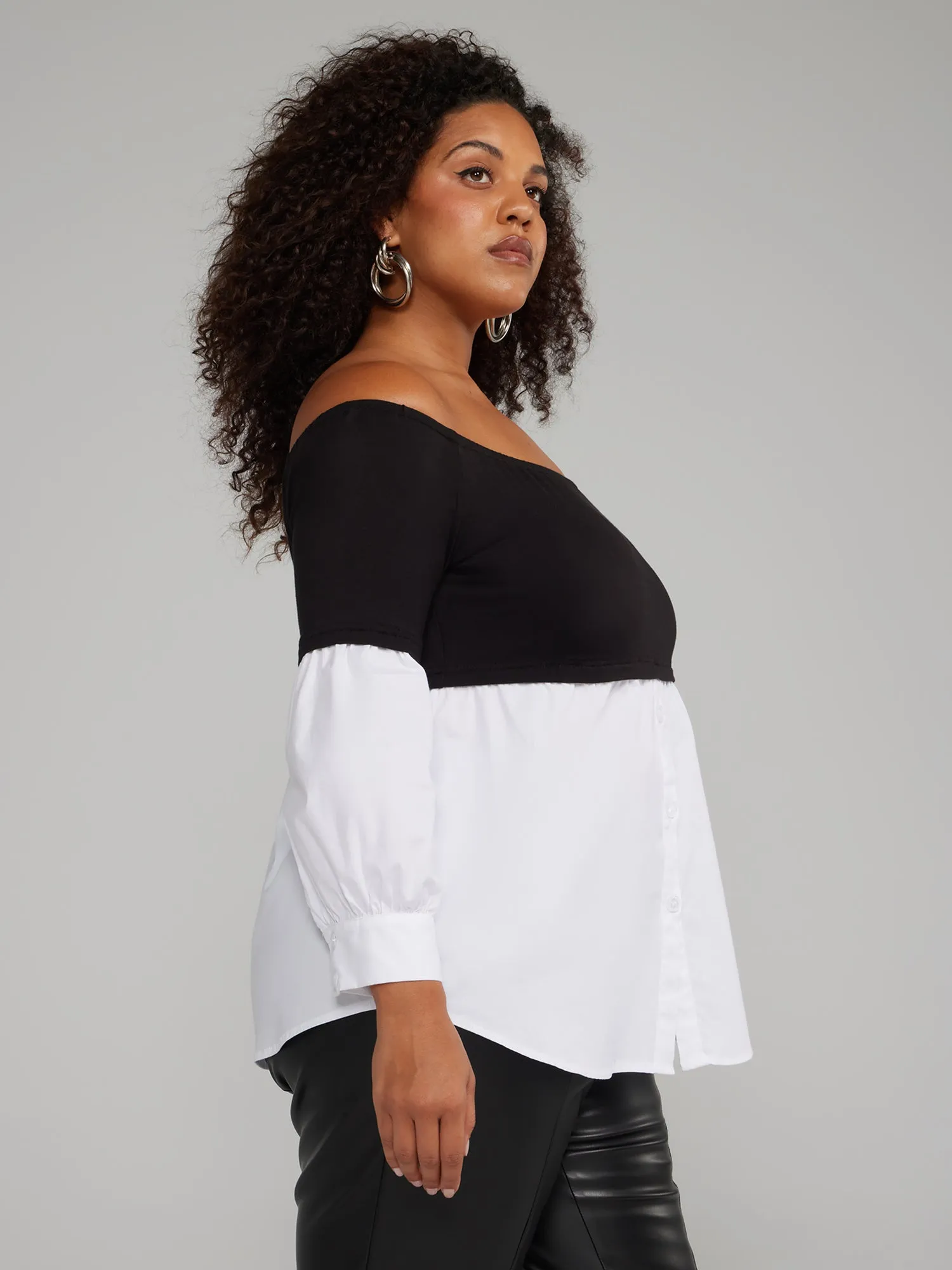 Plus Off-Shoulder Two-in-One Style Top