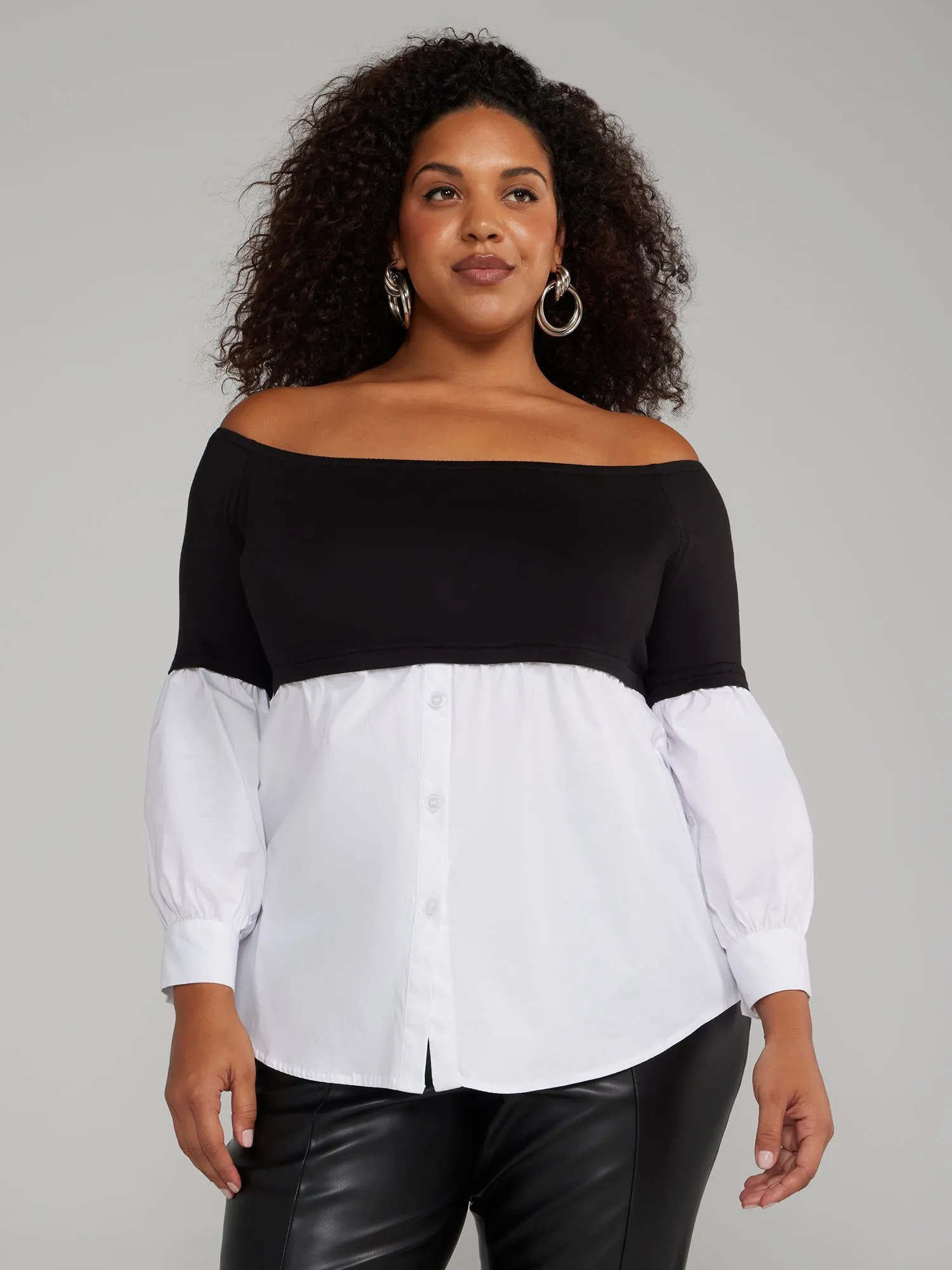 Plus Off-Shoulder Two-in-One Style Top