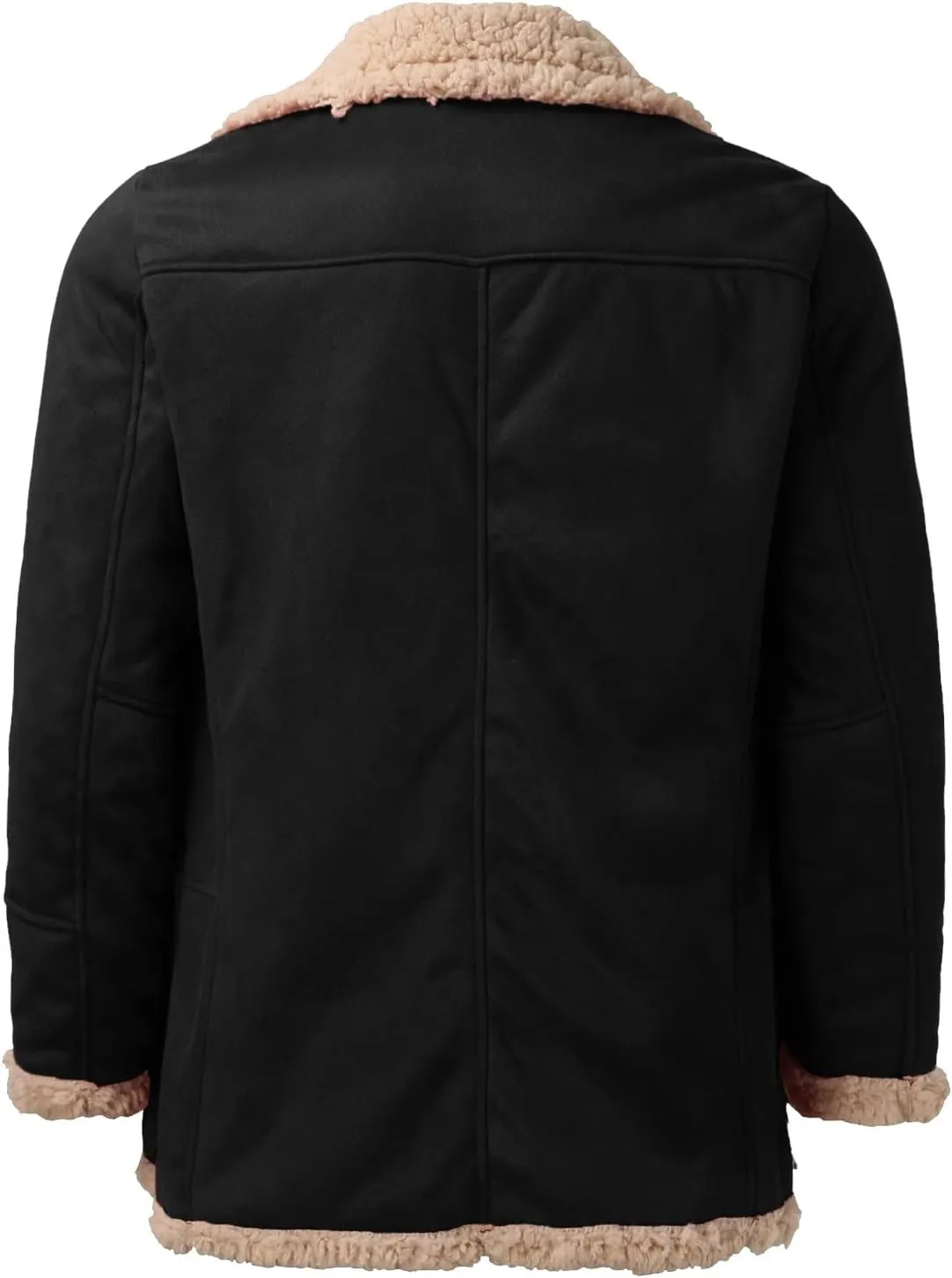 QWENTMTNTY Men Vintage Sherpa Jacket Faux Leather Suede Winter Bomber Jackets Big Tall Heavyweight Fur Shearling Overcoat