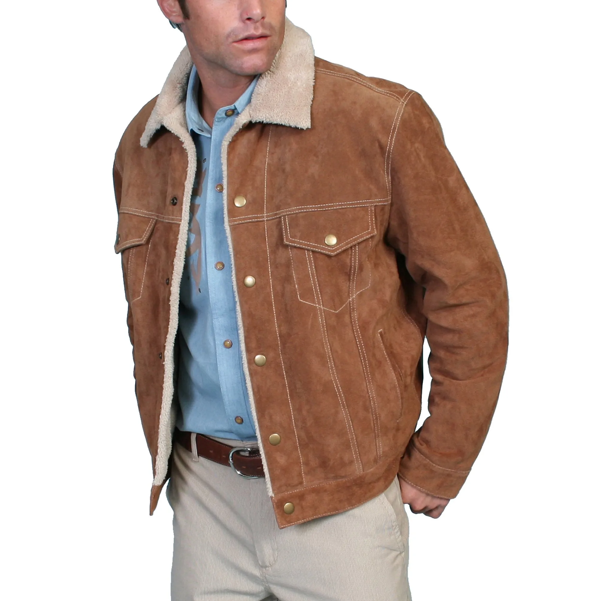 Scully Men's Café Brown Boar Suede Jean Jacket 113-125