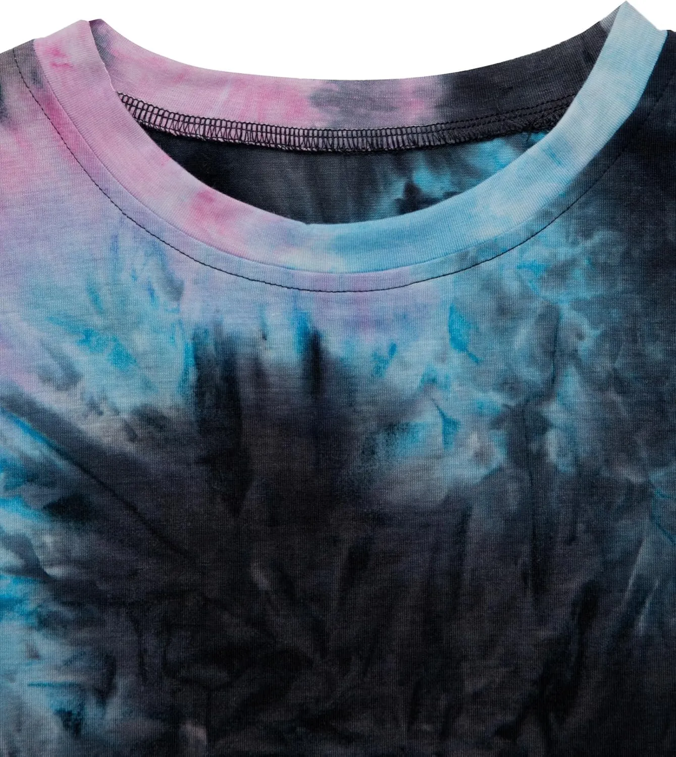 SOFIA'S CHOICE Tie Dye Crop Tops for Women Loose Fit Summer Short Sleeve T Shirt Boxy Cropped Tees