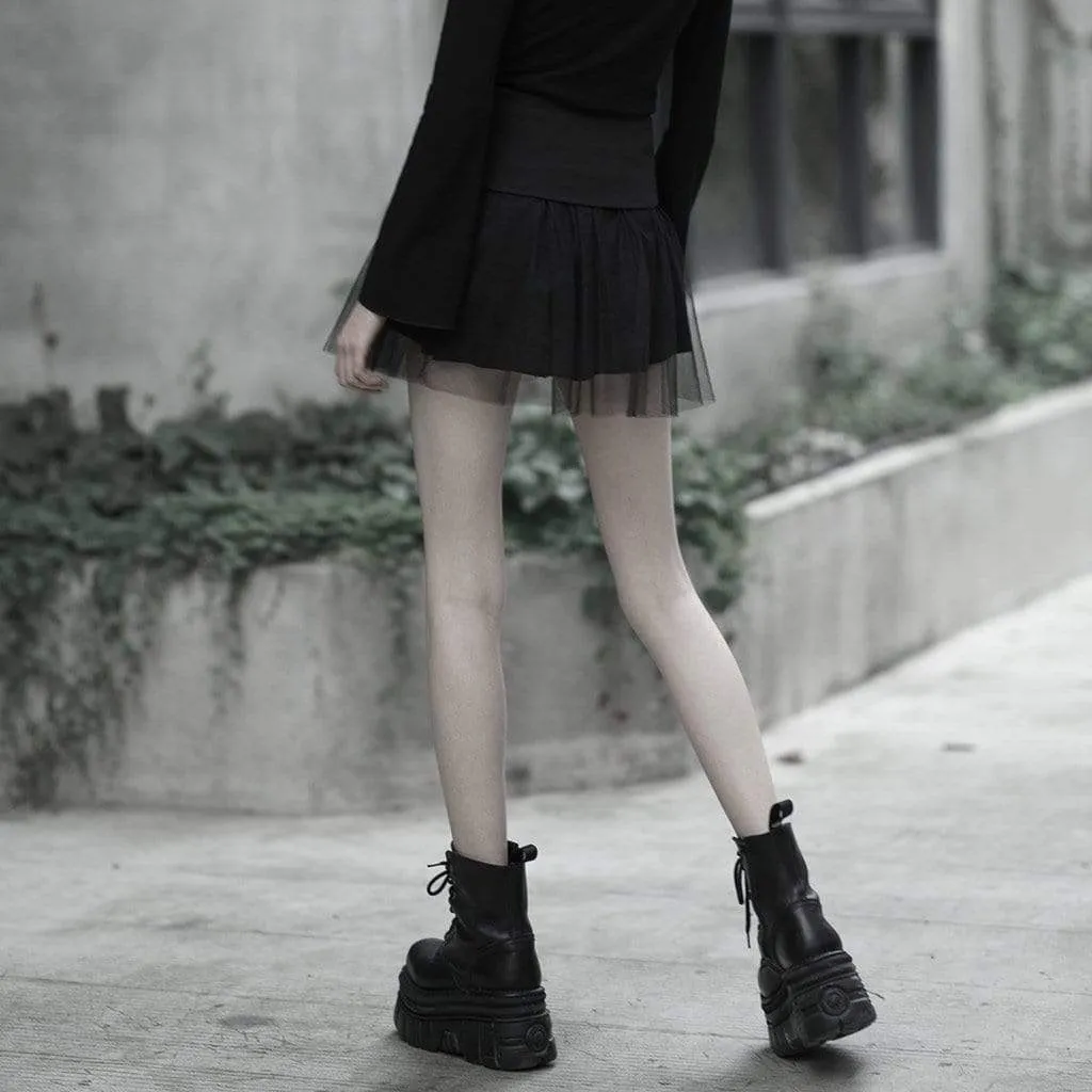 Women's Goth High-waisted Lacing Multi-layered Mesh Skirts