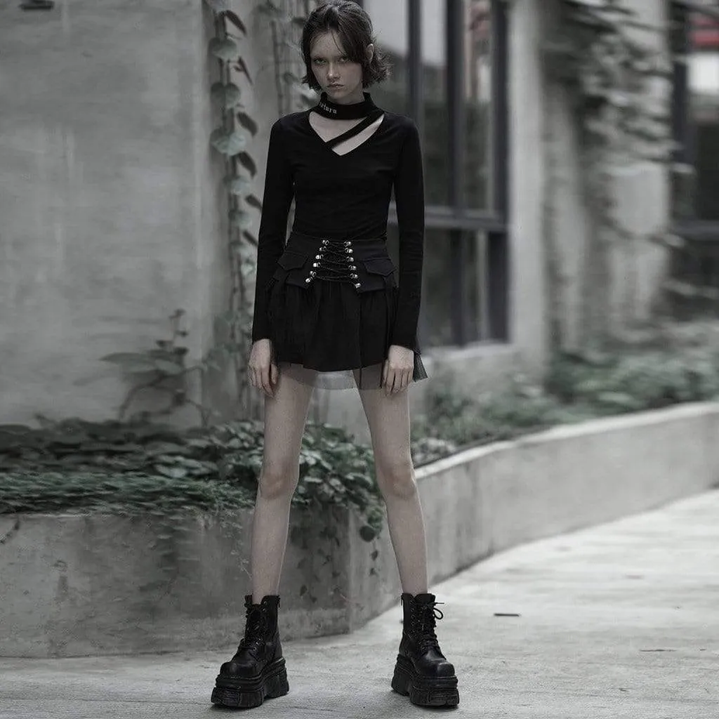 Women's Goth High-waisted Lacing Multi-layered Mesh Skirts