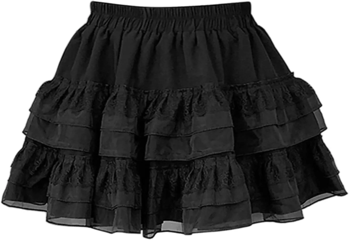 Women's Lace Mini Skirt Y2k Ruffle Low Waist Layered Pleated Flowy Short Skirt