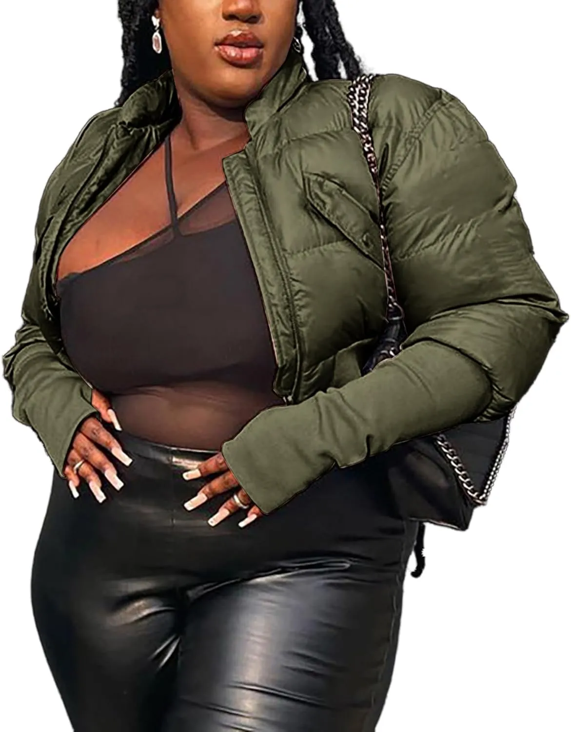 Women's Puffer Quilted Lightweight Jackets Cropped Zip Up Bubble Coats Warm Padded Outwear