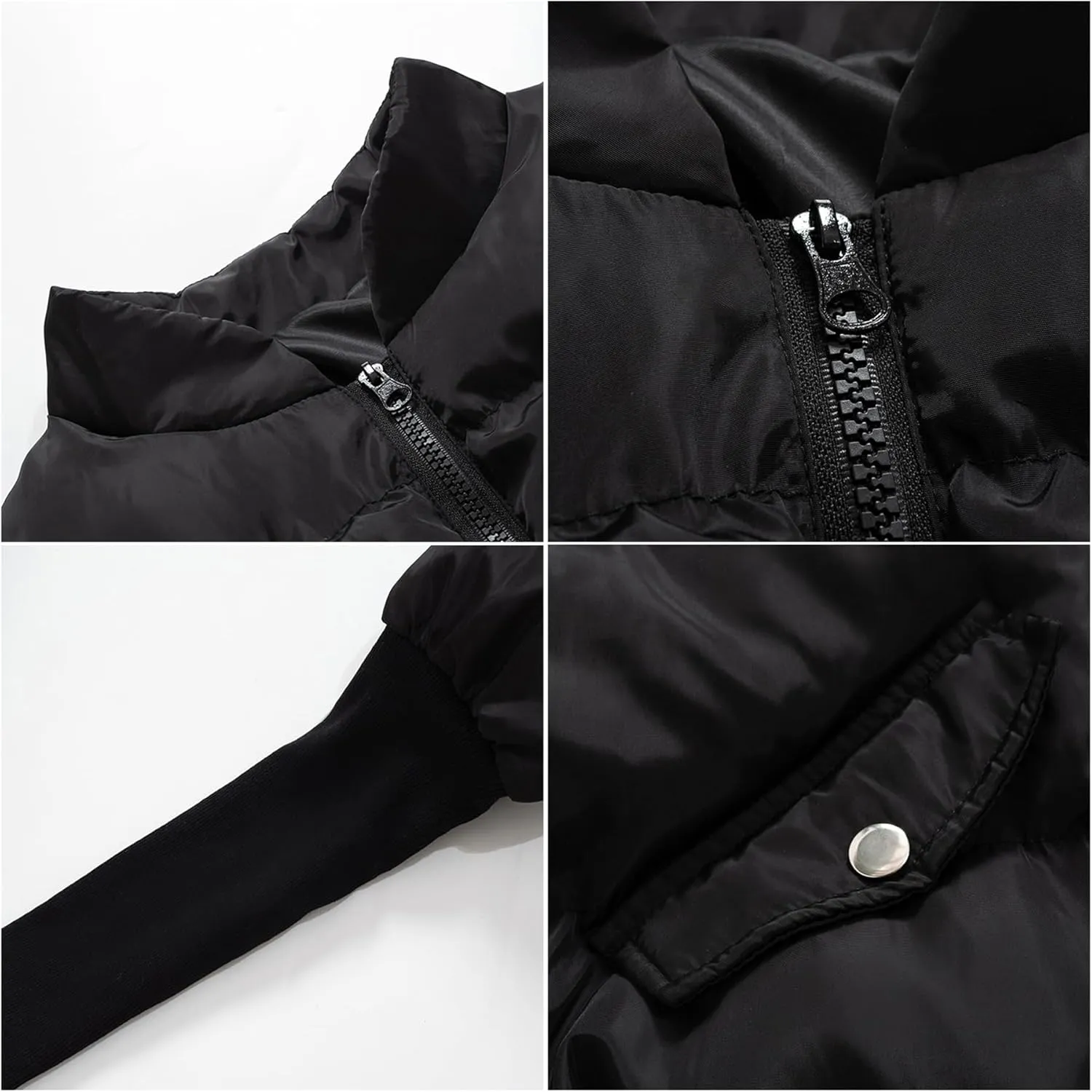 Women's Puffer Quilted Lightweight Jackets Cropped Zip Up Bubble Coats Warm Padded Outwear