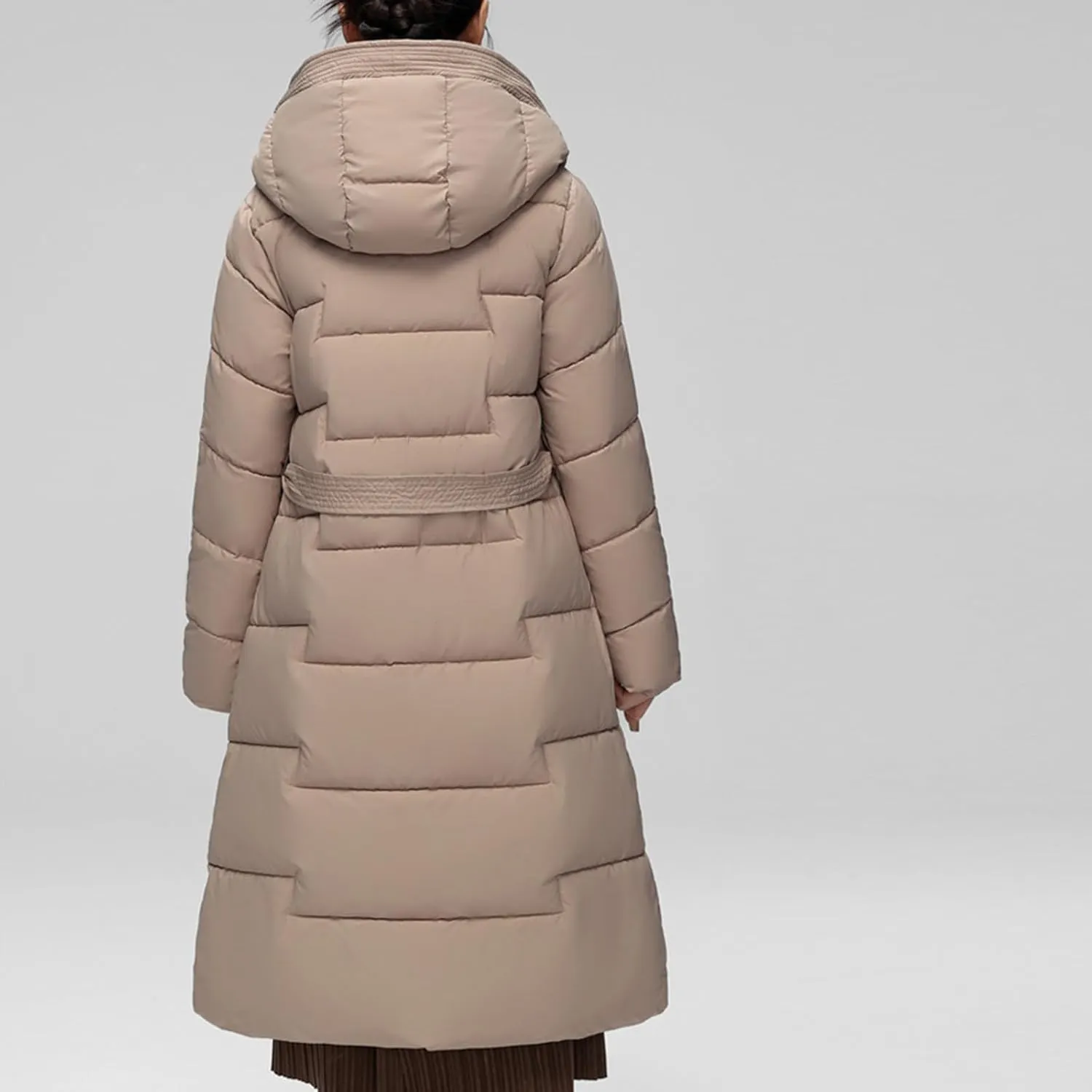 Women's Winter Down Jacket Mid Length Lightweight Oversized Puffer Jacket Hooded Zipper Warm Padded Coat With Pockets
