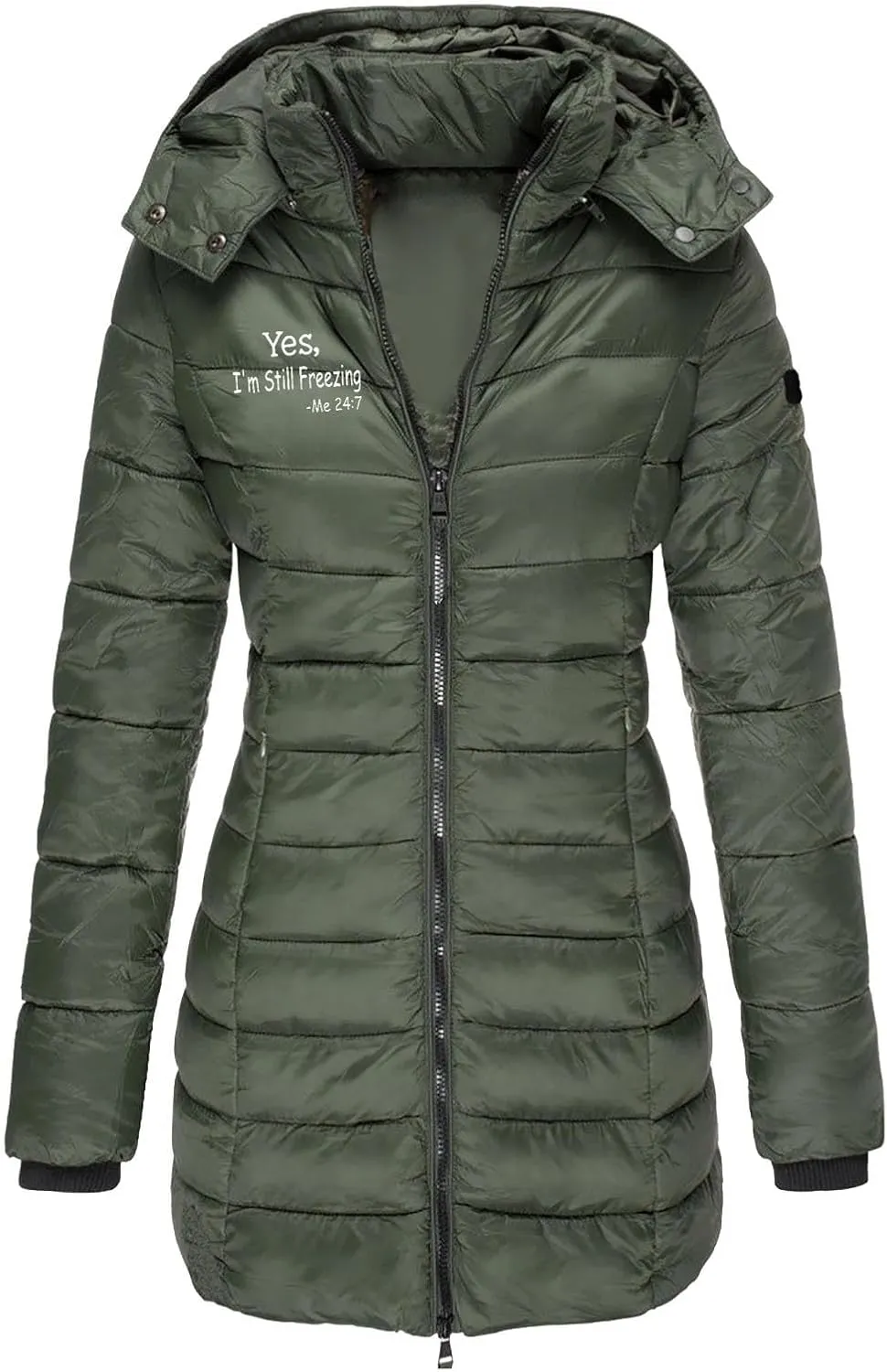 YRAETENM Puffer Jacket Womens Winter Thickened Quilted down Jackets Hooded Lightweight Insulated Mid-Length Zip up Outerwear